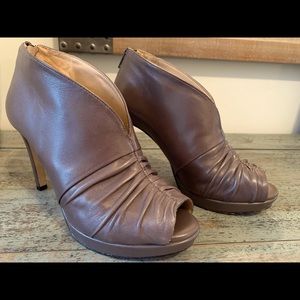 Antonio Melani Taupe Leather Bootie Heel with open toe Size 6 1/2 M